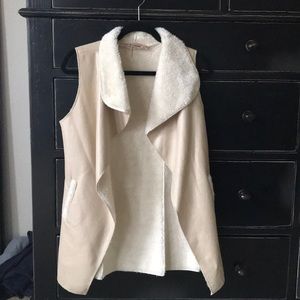 Suede/Faux Fur Shearling Vest